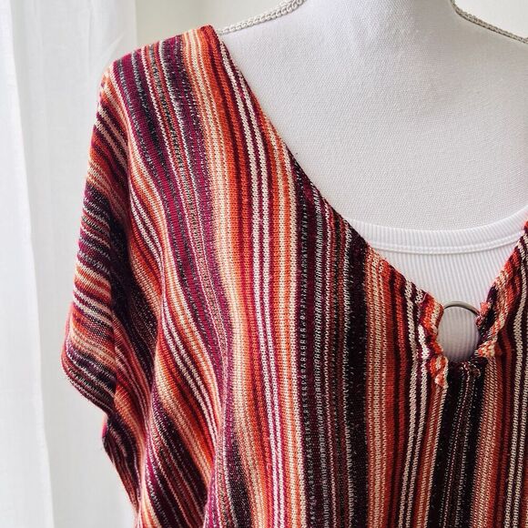 Studio 8 Burgundy Red Striped Knitted Lightweight Flowy Stretchy Blouse Plus 3X - Picture 2 of 6